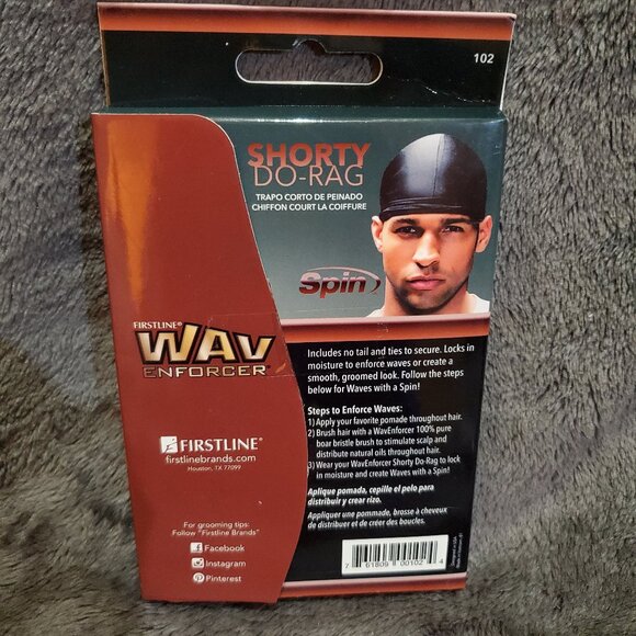 Firstline WavEnforcer Premium Spin Shorty Do-Rag Black - Picture 4 of 4